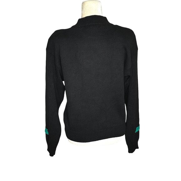 Vintage French Navy Petite Holly Embroidered Sweater Black 10/12 - Picture 5 of 10